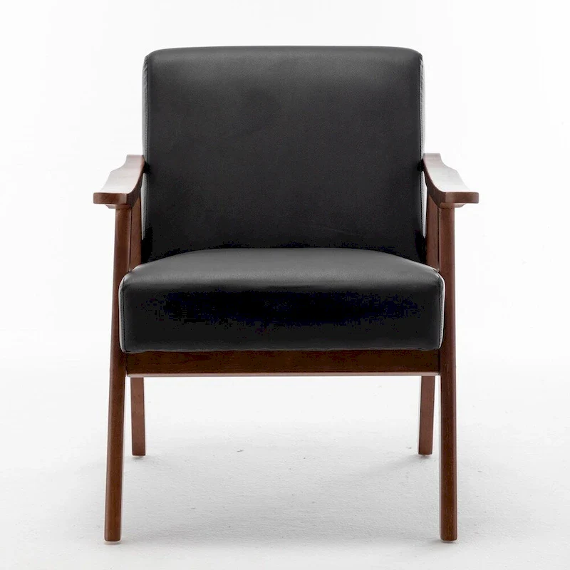 Extra-Thick Backrest Accent Chair with Solid Wood Frame
