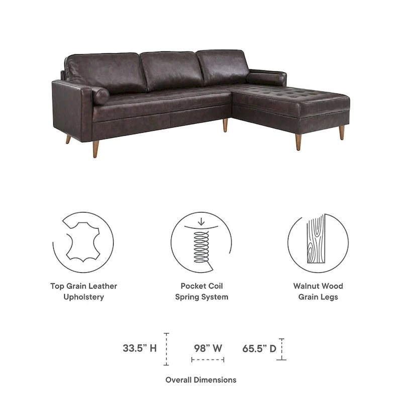 Valour 98 Leather Sectional Sofa