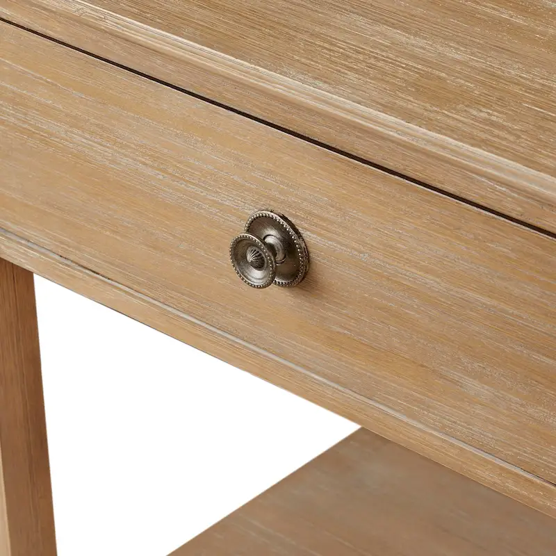 Light Natural Nightstand with Drawer and Shelf