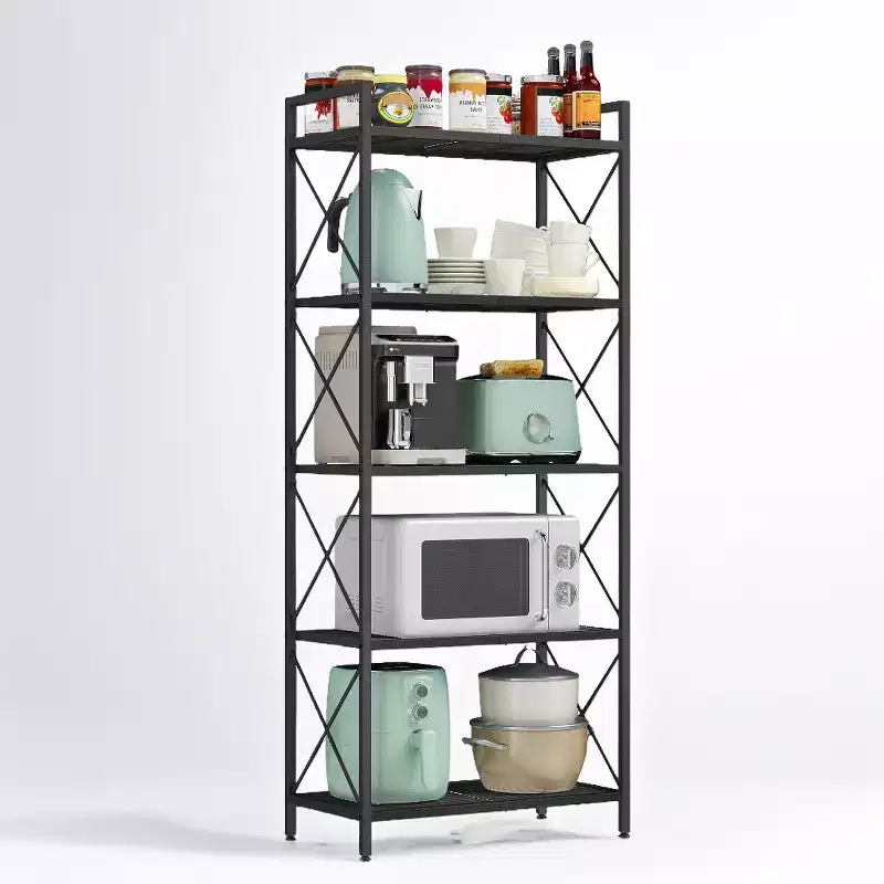 5-Tier Metal Storage Rack, Storage Shelves, Kitchen Shelf with Side Frames and Dense Mesh, 12.6 x 23.6 x 57.3 Inches, for Entryway, Kitchen