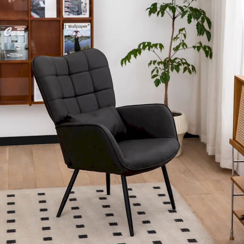 Bonded Leather Armchair Modern Accent Chair Set of 2