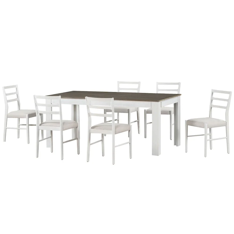 7-Piece Wooden Dining Table Set with 12 Leaf