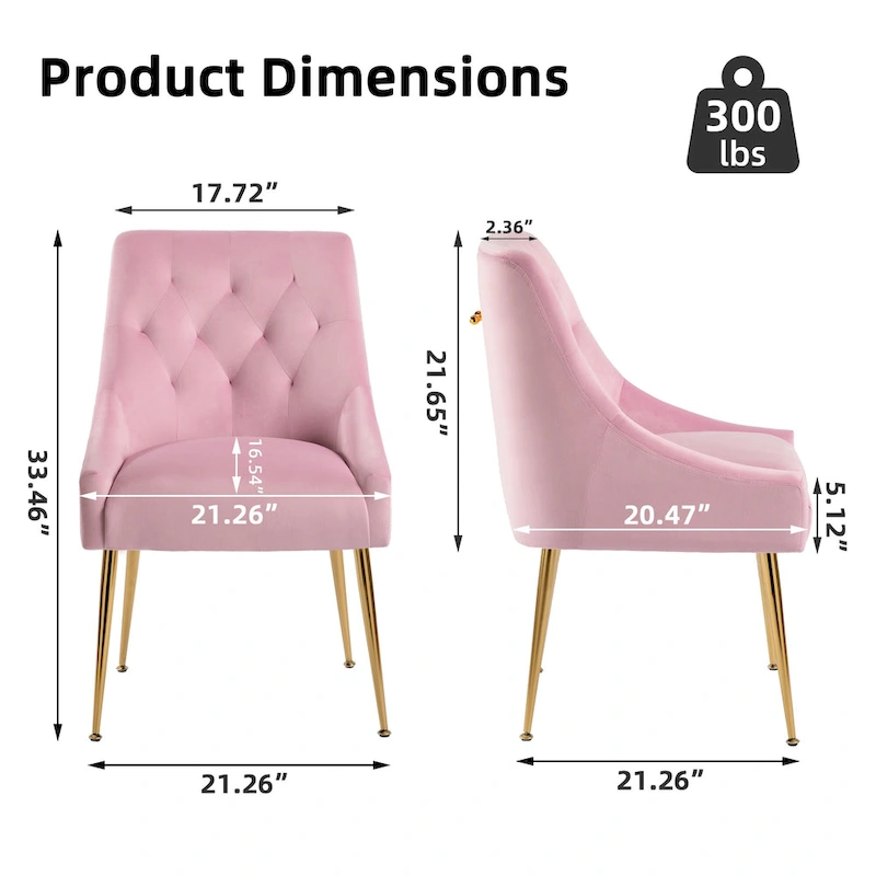 XINMICS Mid-Century Modern Velvet Dining Chair, Upholstered Parsons Chair, Set of 2