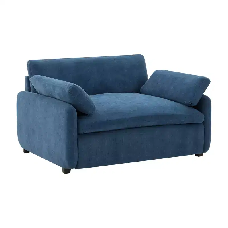 Merax Oversized Chenille Single Sofa Chair with Deep Seat and Throw Pillows