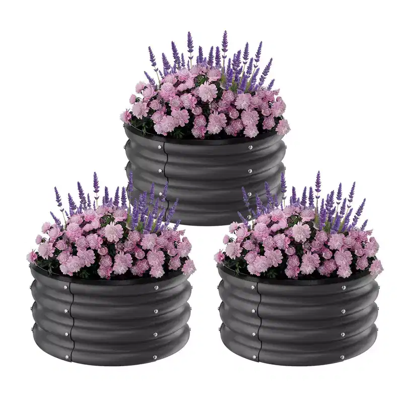 Galvanized Elevated Planter Beds, Open-Base Metal Elevated Planters, Outdoor Garden Beds, Vegetable and Flower Planters, Planters for Growing Plants