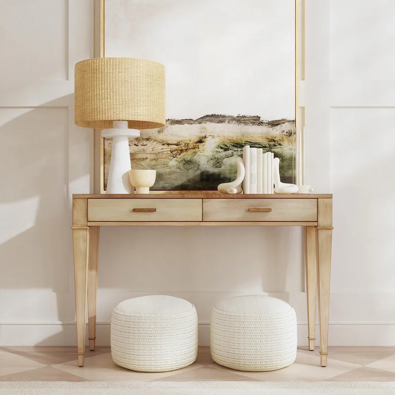 Kai 2 Drawer 46  Burl Wood Console Table