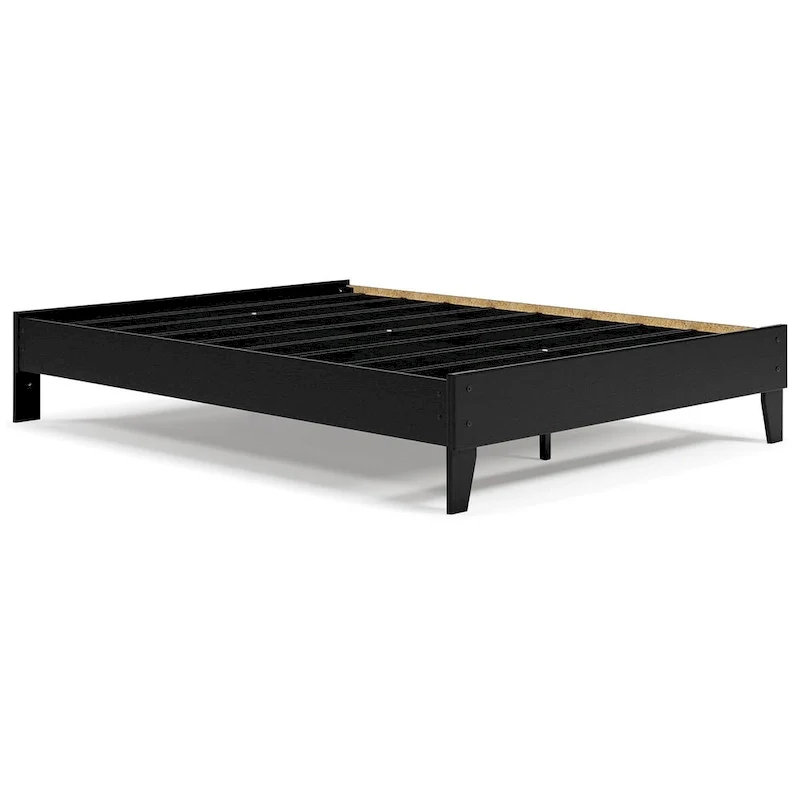 Signature Design by Ashley Finch Black Platform Bed with 2 Nightstands