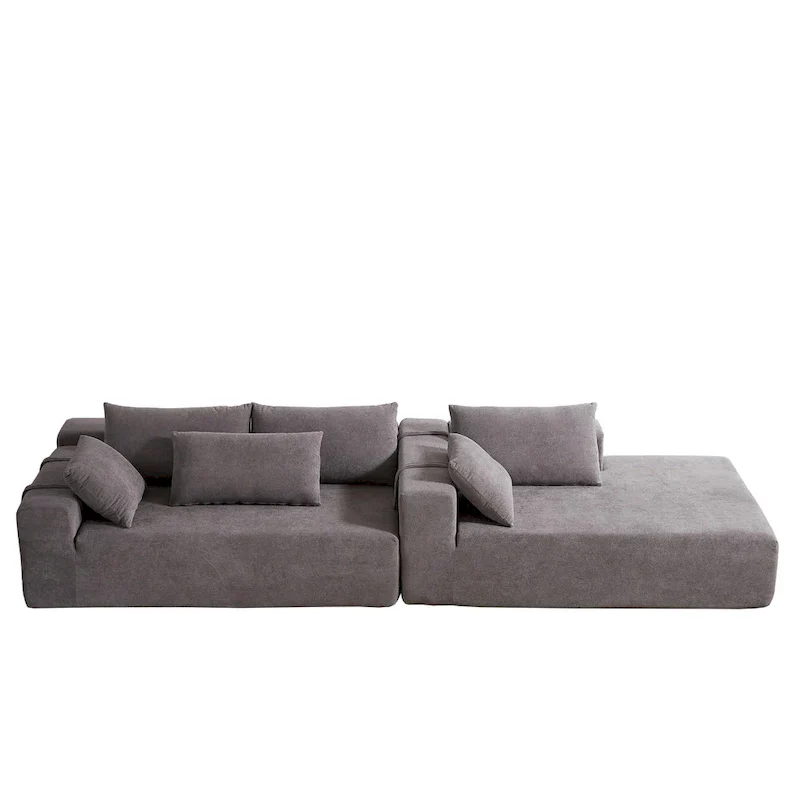 108 Chenille Modular L-Shaped Sectional Sofa with 6 Pillows, Reversible Chaise