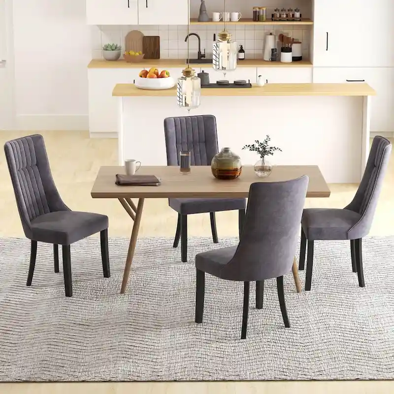 Channel Tufted Dining Chair with High Backrest