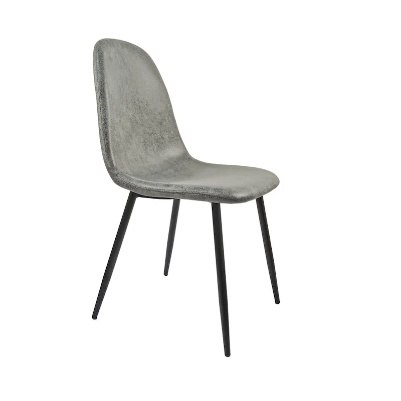 Set of 4 Modern Accent Dining Chairs with Linen Fabric Upholstery and Sturdy Metal Legs - N/A
