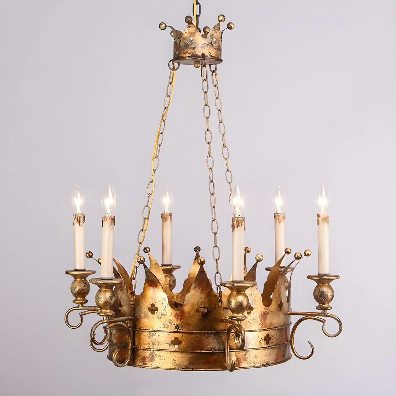 Gold Crown Iron Structure Royal Style Chandelier