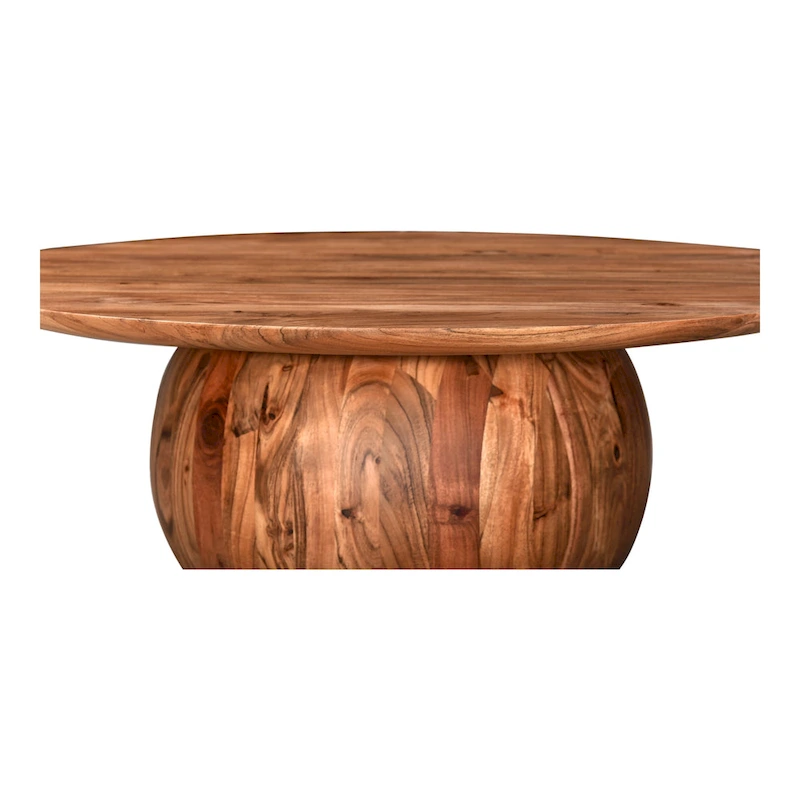 Aurelle Home Modern Solid Acacia Wood Round Base Coffee Table