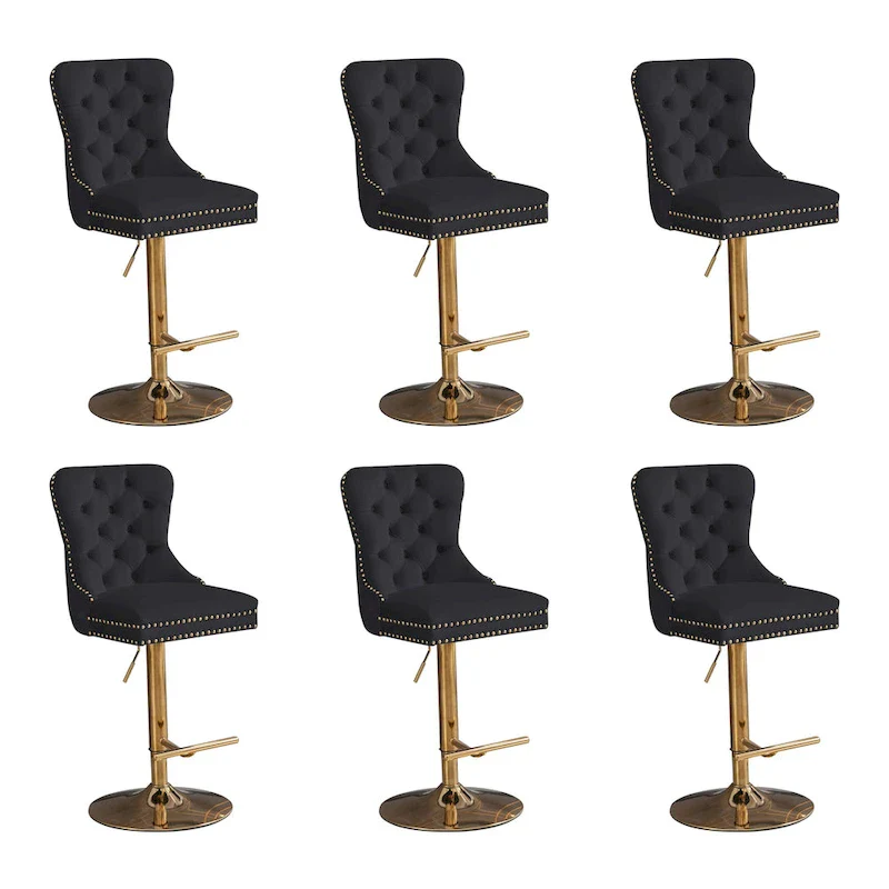 Modern Upholstered Adjusatble Thick Swivel Counter Barstools