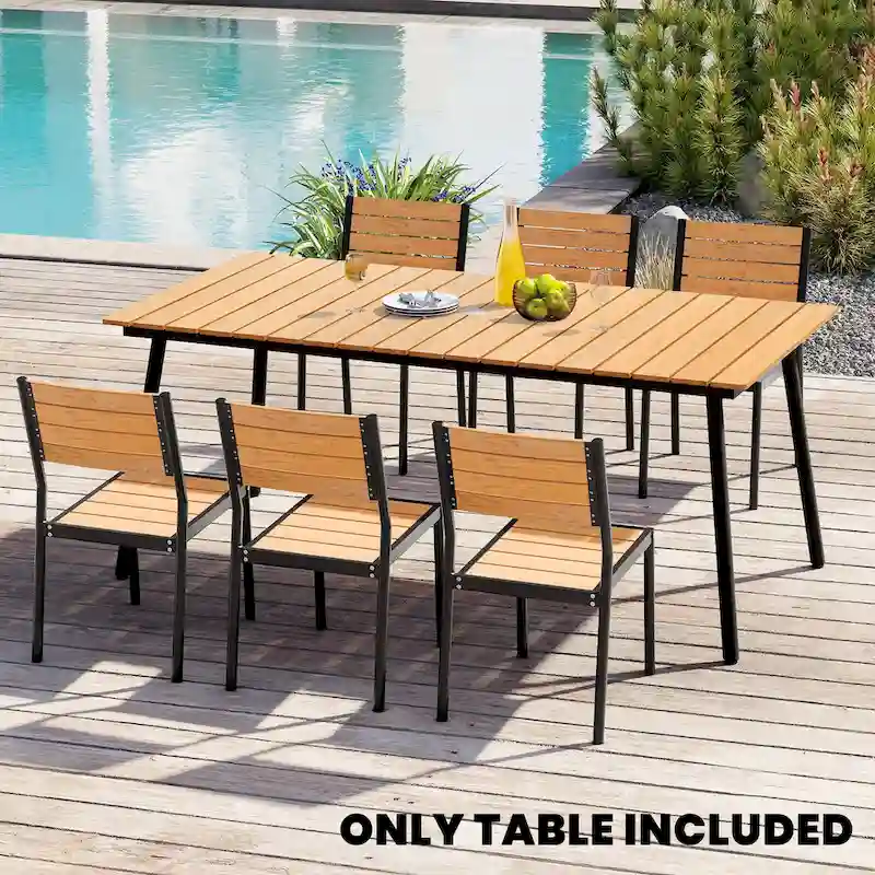 Outdoor Dining Furniture Rectangular Dining Table with Umbrella Hole