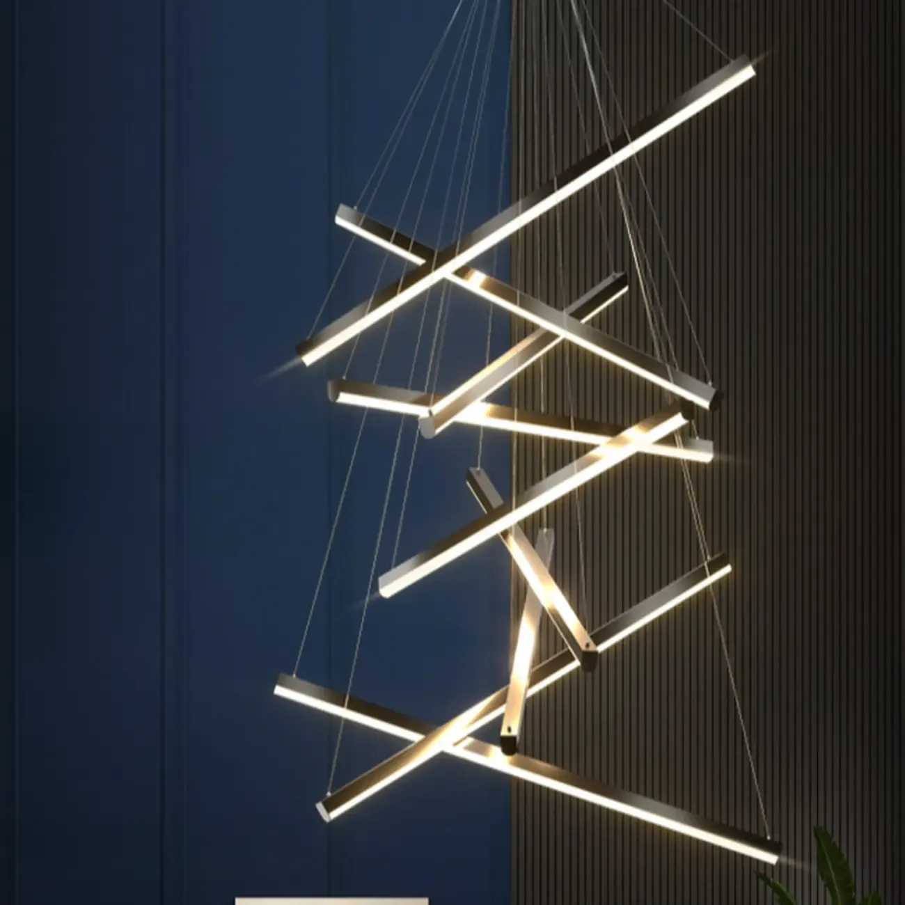 Modern Geometric Linear Sputnik Chandelier