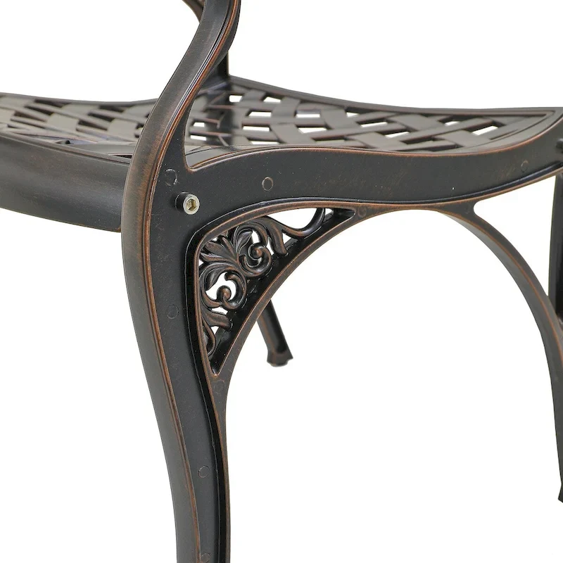 Set of 2 Cast Aluminum Stationary Dining Chairs