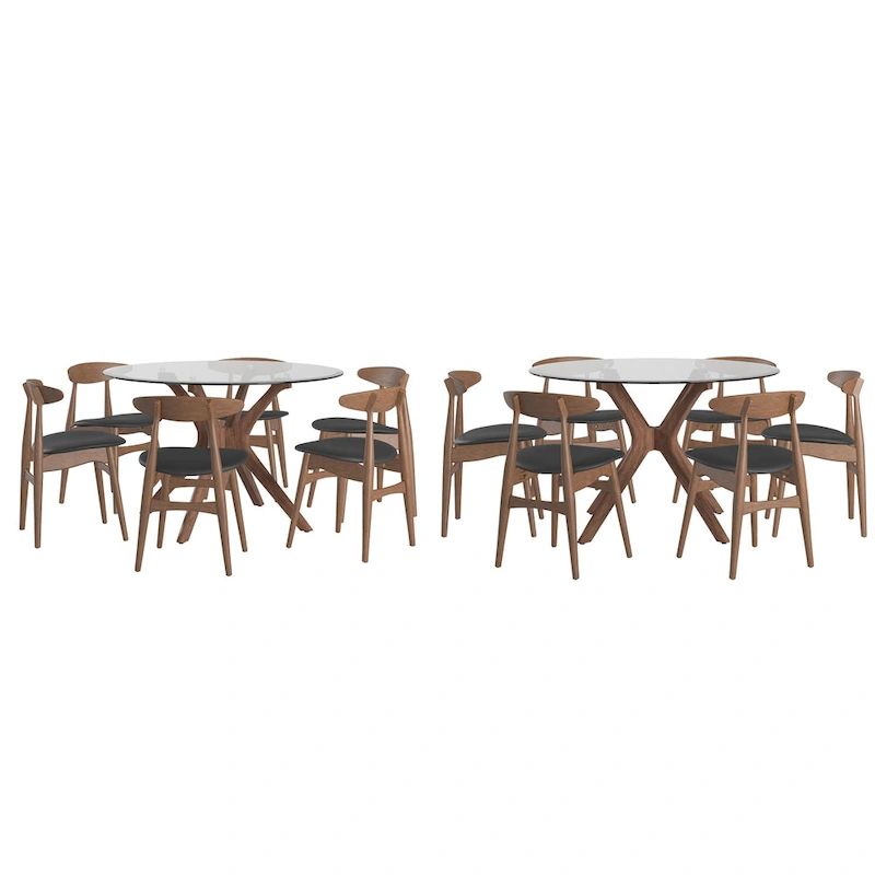 Sylvestria Mid-Century Walnut Finish Round Dining Set