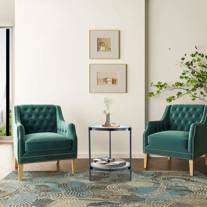 Tempered Glass Small Round End Table