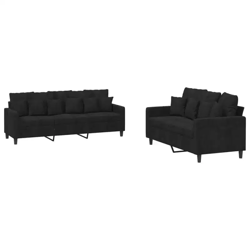 vidaXL Sofa Set with Cushions Couch Armchair for Living Room 2 Piece Velvet