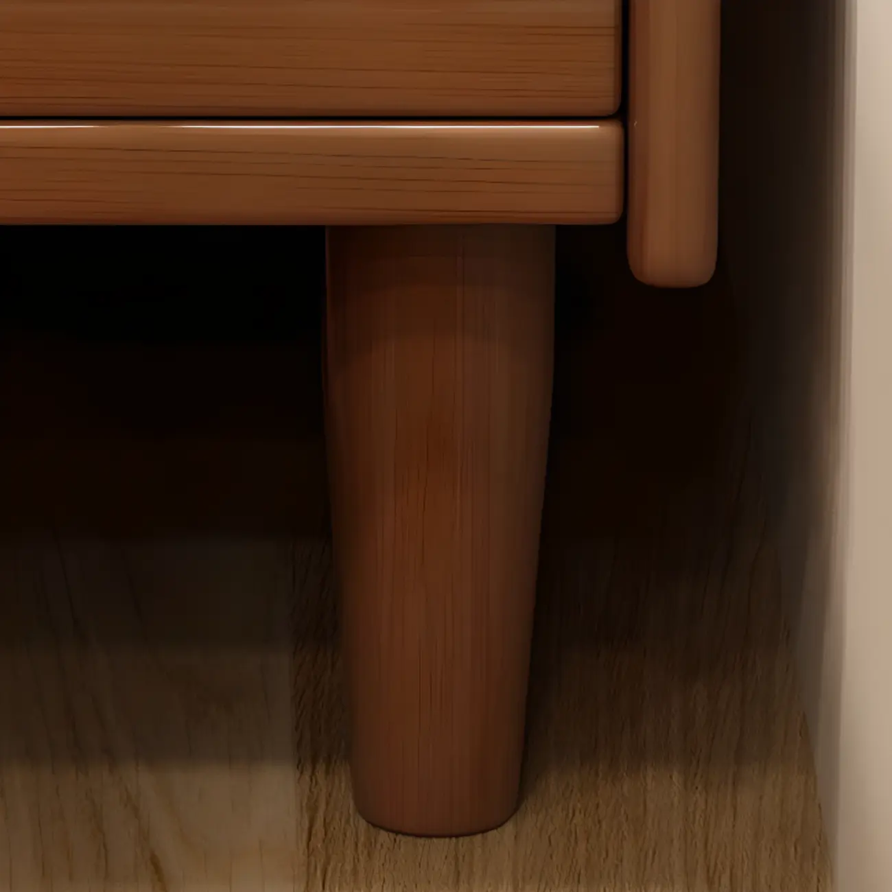 Narrow Wood 2 Drawers Nightstand in Natural Finish