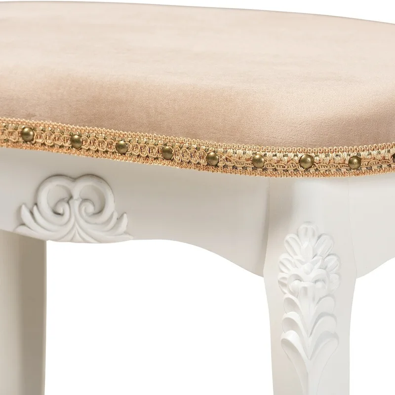 Gabrielle Traditional French Country Upholstered Vanity Ottoman