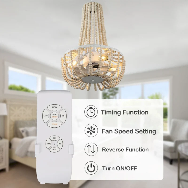 Oaks Aura Brooks 20in.Indoor 4-Light White Farmhouse Boho Ceiling Fan with Lights3-Speed Reversible Scandi Ceiling Fan w/Remote