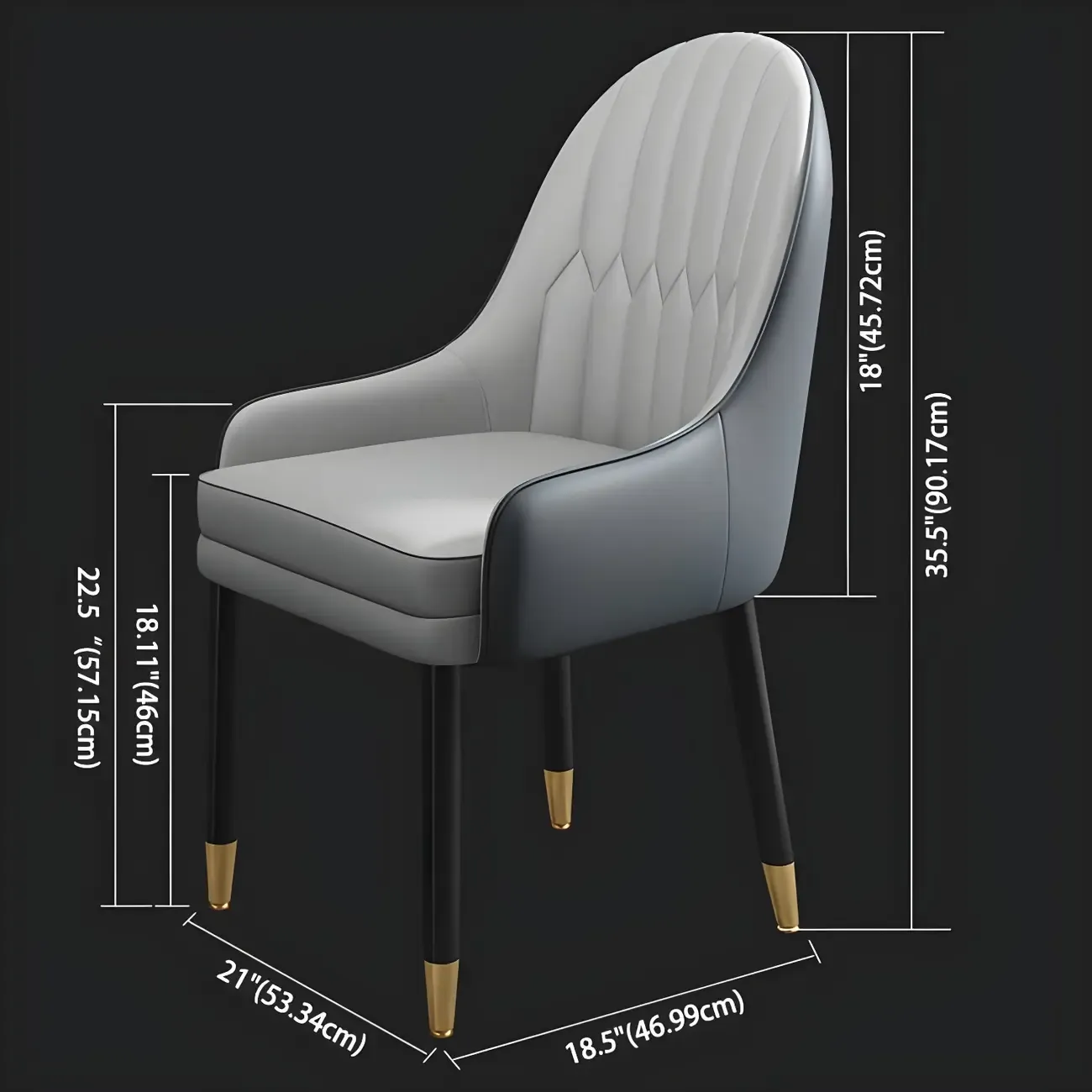 Modern Leather Upholstered Dining Chair with Arms