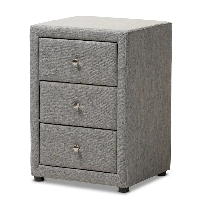 Contemporary Upholstered 3-Drawer Nightstand