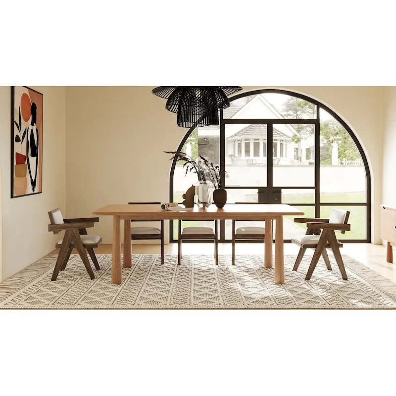 Modrest Rhea Modern 87 Natural Acacia Rectangular Dining Table - Beige