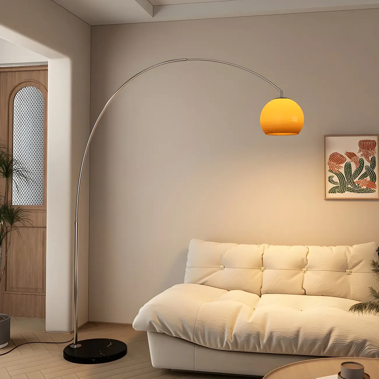 Nordic Glass Dome Arched Steel Floor Lamp