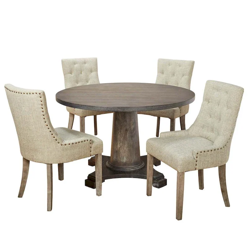 Ariana Dining Set - 5 Piece Round Table with Upholstered Chairs