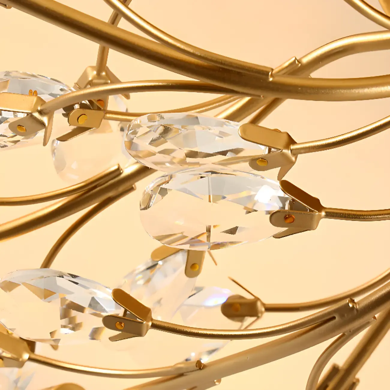 Elegant Golden Branch Crystal Semi Flush Ceiling Light