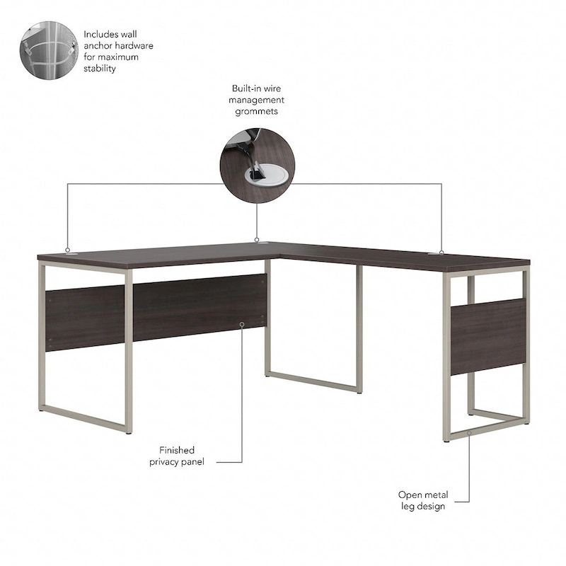 Hybrid 60W x 30D L Shaped Table Desk by Bush Business Furniture