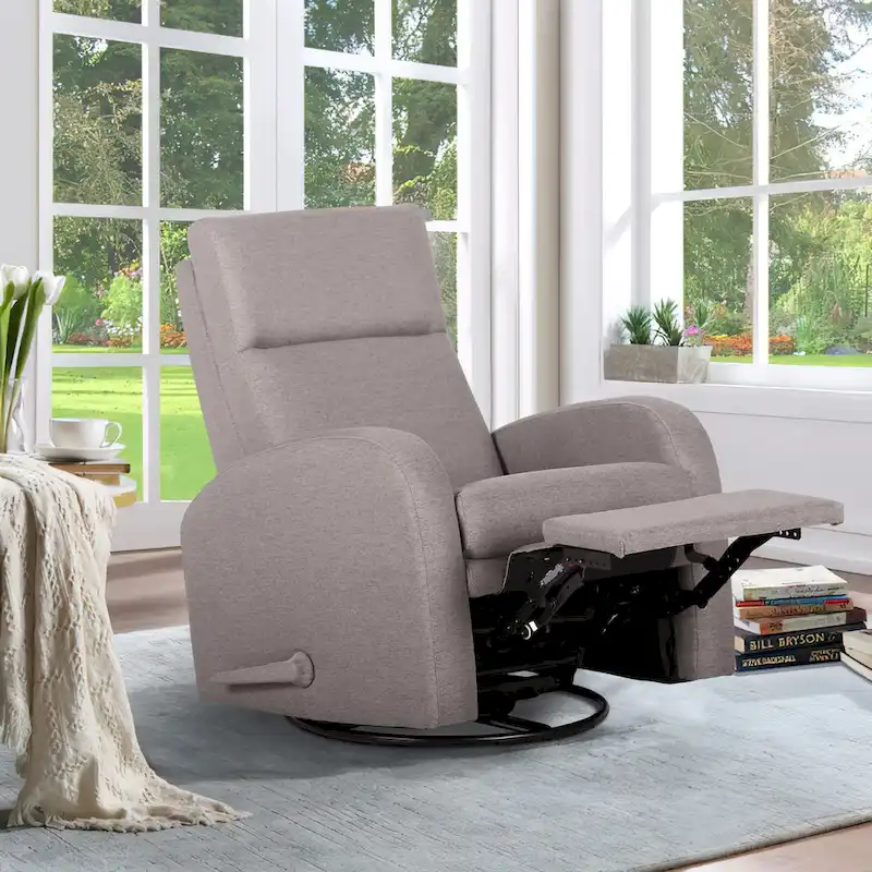 Desert Sand Swivel Glider Recliner Chair, Single Seat