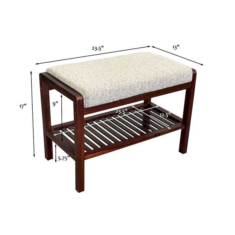 Solid Acacia Wood Padded Bench