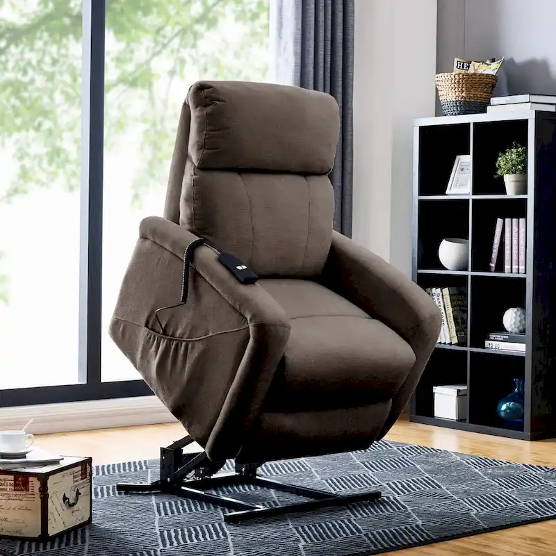 Brown Chenille Power Recline and Lift Chair
