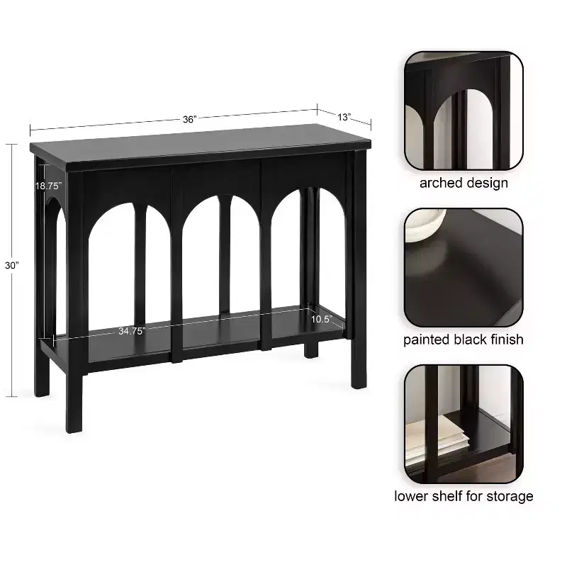 Kate and Laurel Ulla Console Table, 36x13x30, Black