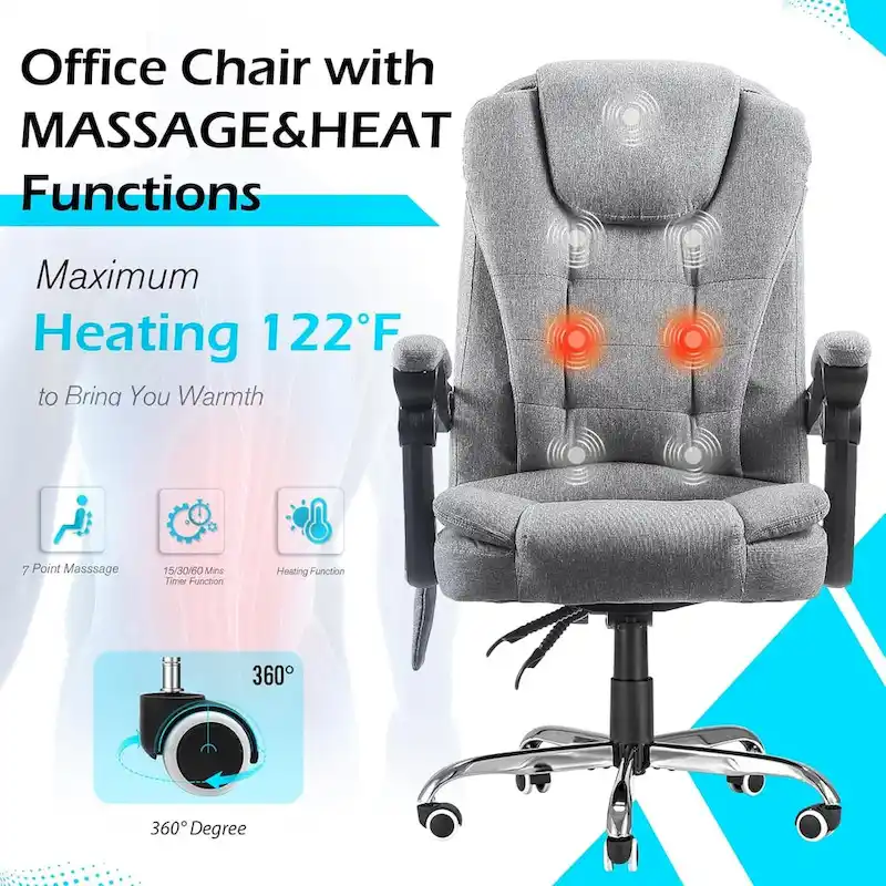 AECOJOY Ergonomic Office Chair with 7 Points Vibrating Massage&Heat Functions