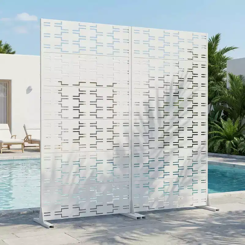 MAYEERTY Brick 01 White Galvanized Steel Room Divider, 72x35x16, 6-Piece Double-Sided Minimalist Screen