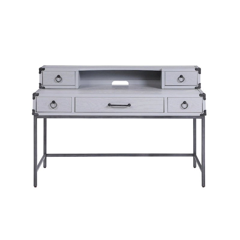 54 Gray Wood Writing Desk With Five Drawers