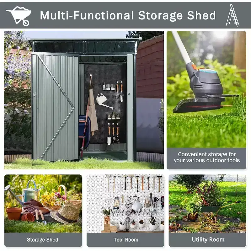 5x3 Foot Heavy-Duty Metal Shed, Outdoor Storage with Secure Hinged Door, Built-in Vents, Perfect for Garden, Garage & Patio
