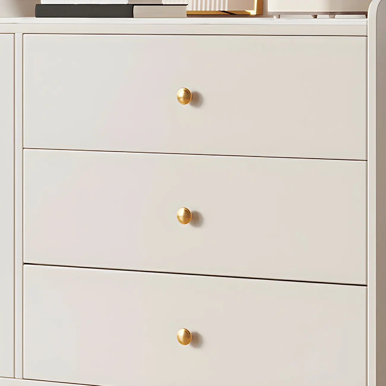 Glam White Wooden Buffet Table with Drawers & Shelves