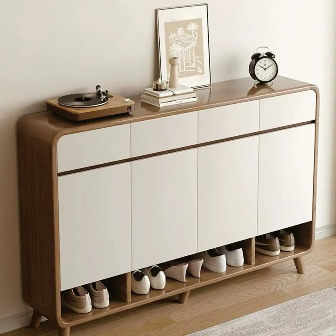 Modern Wood Hallway Medium Shoe Storage Cabinet