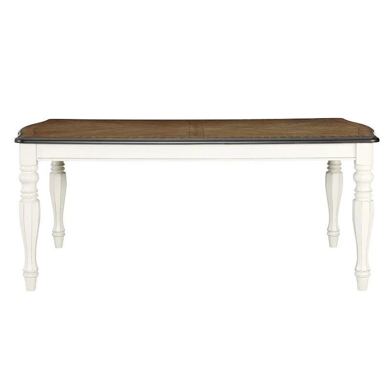 Roundhill Furniture Belleza French Country 7-Piece Dining Set in Antique White and Weathered Oak Finish