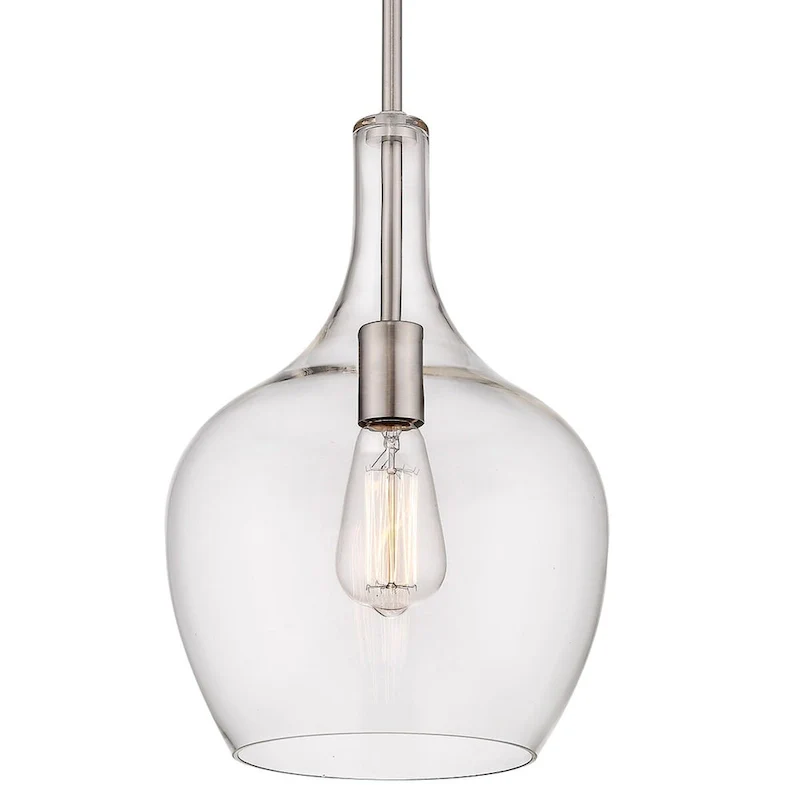 Retro Modern Clear Glass Mini Pendant in Brushed Nickel
