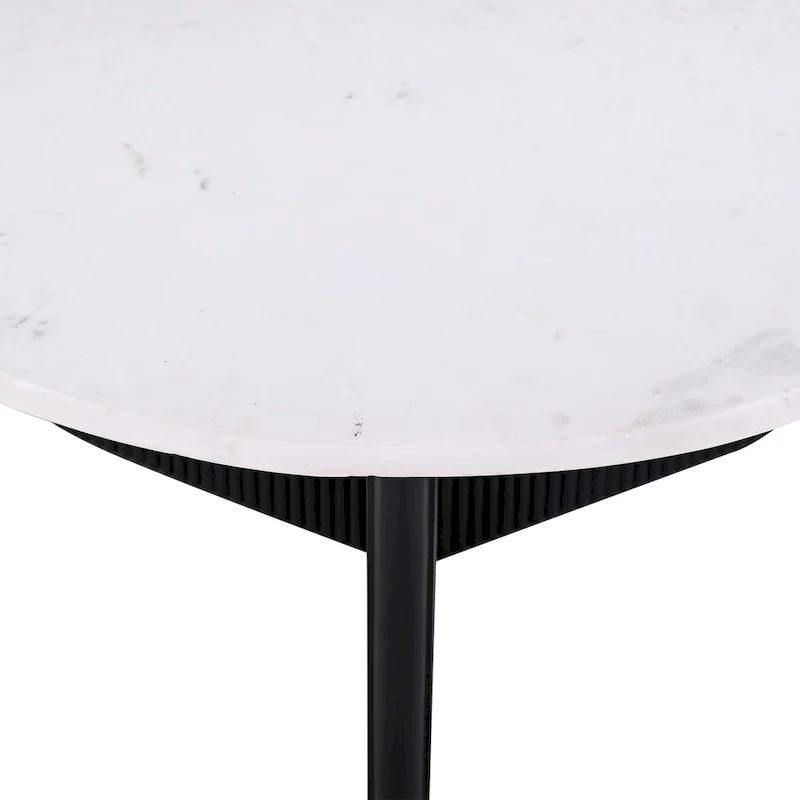 Round Marble-Top Pedestal Coffee Table, 31 Inch, White/Black