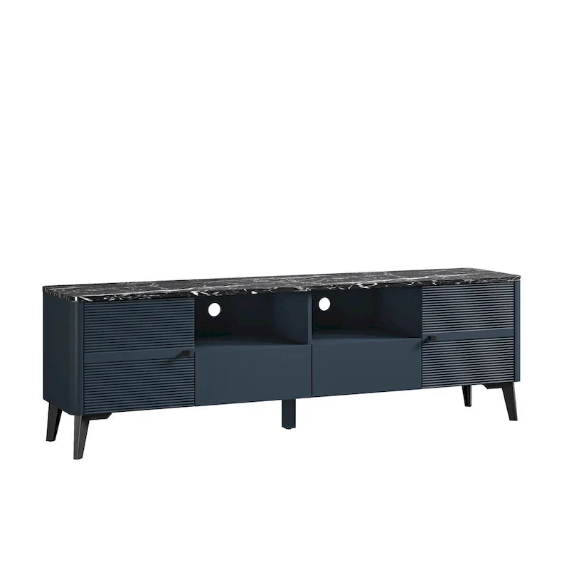 Stylish 70-Inch TV Stand with Marble-Printed Top - 70 in Width