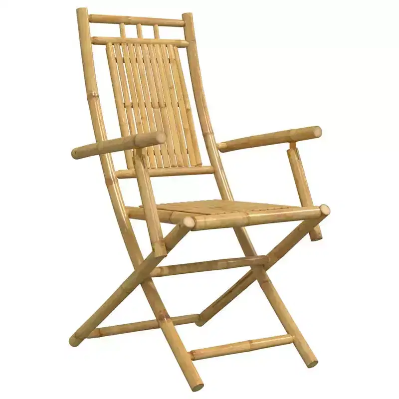 vidaXL Bistro Set Natural Bamboo Bamboo Medium Foldable Bistro Set
