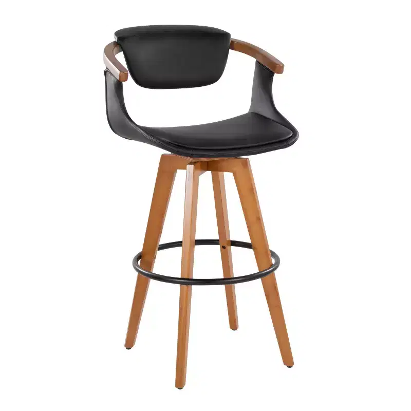 LumiSource Oracle Barstool Walnut Bamboo Black PU