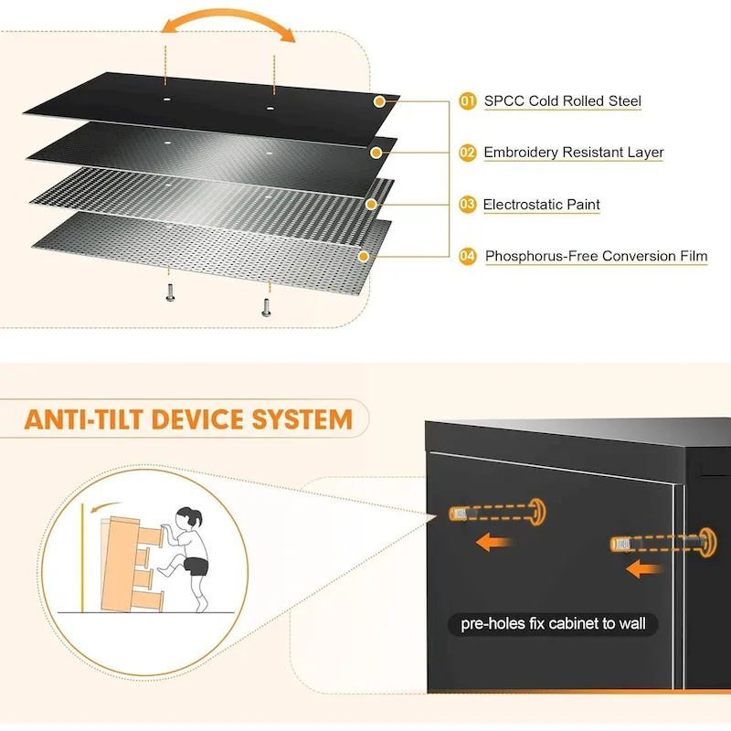 4 Drawer Metal Lateral Filing Cabinet with Lock